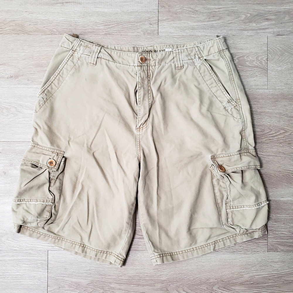 Vintage Anchor Blue men's tan cargo shorts pockets size 36